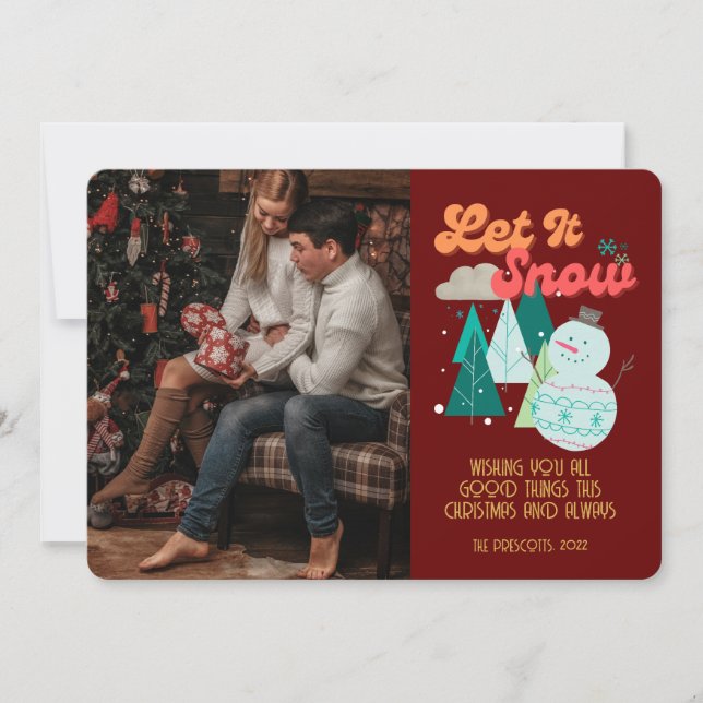Retro Groovy Photo jul - Låt det snöa Kort (Framsida)