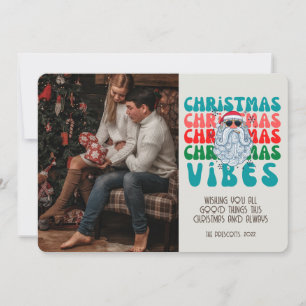 Retro Groovy Photo jul Vibes Santa Kort
