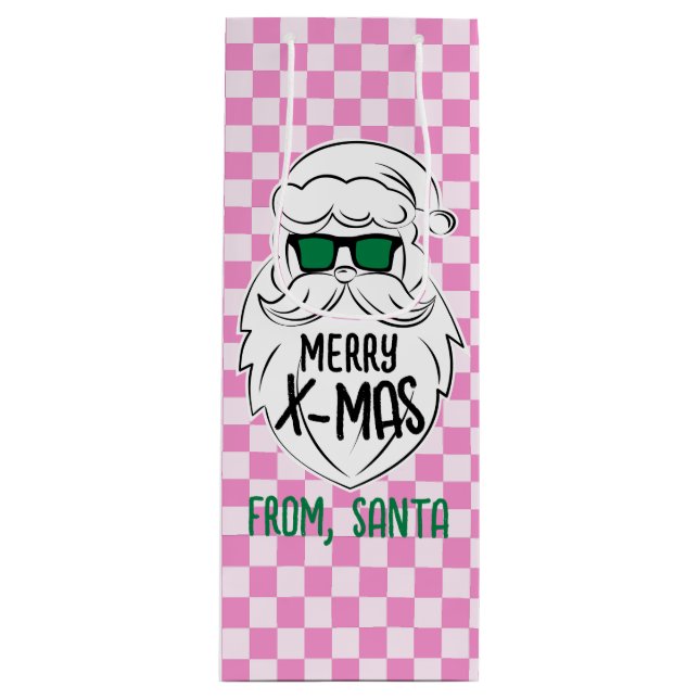 Retro Groovy Pink Checkered Santa Claus Christmas  (Framsidan)