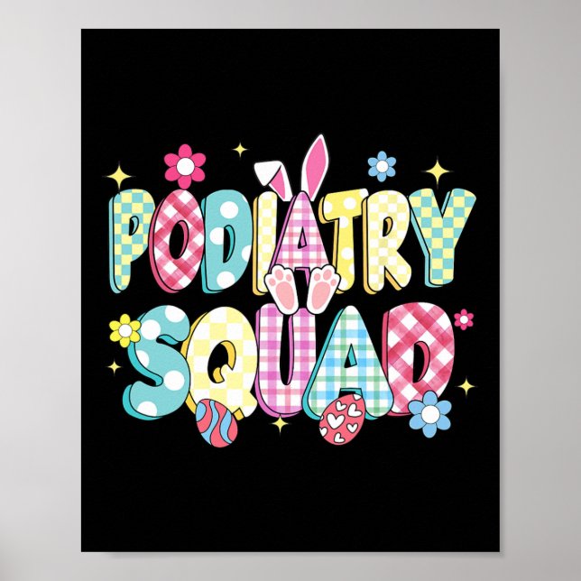 Retro Groovy Podiatri Squad Bunny Ear Roligt Påsk Poster (Framsidan)