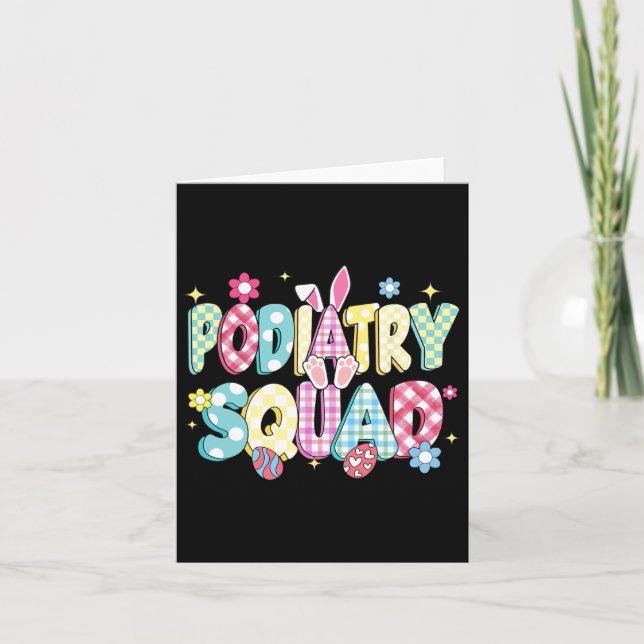 Retro Groovy Podiatry Squad Bunny Ear Funny Påsk Kort (Framsida)