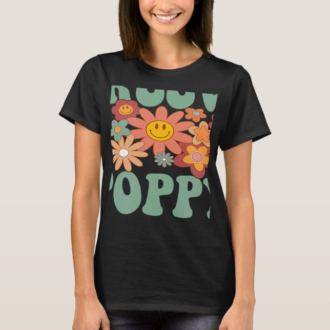Retro Groovy Poppy Matching Family 1:a födelsedag  T Shirt (Framsida)