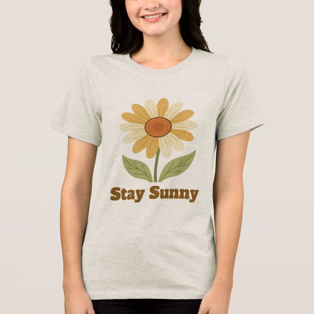 Retro Groovy Prästkrage Blomma Anpassat Namn Boho  T Shirt (Framsida)