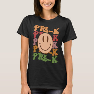 Retro Groovy Pre K Cute Smile Ansikte Back to scho T Shirt