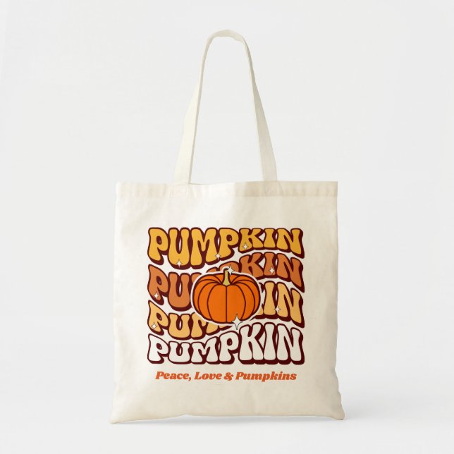 Retro Groovy Pumpa Höst Säsong Vintage Höst Tygkasse (Framsidan)