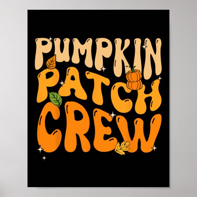 Retro Groovy Pumpkin Patch Crew Thanksgiving Fall Poster (Framsidan)