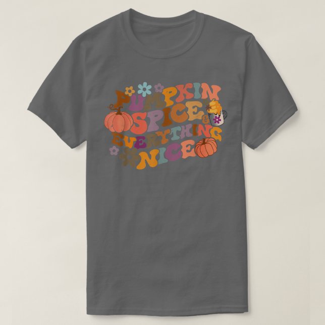 Retro Groovy Pumpkin Spice Allt Nicefallar Au T Shirt (Design framsida)