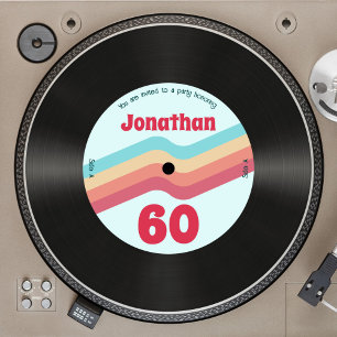Retro Groovy Rand 60:e födelsedagsmusikposten Inbjudningar