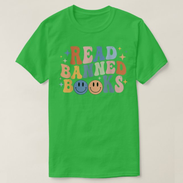 Retro Groovy Read Banned Bokar Funny Reader Bok L T Shirt (Design framsida)