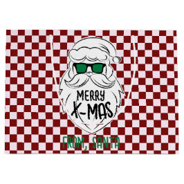 Retro Groovy Red Checkered Santa Claus Christmas