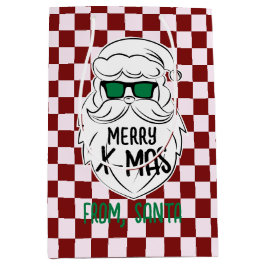 Retro Groovy Red Checkered Santa Claus Christmas