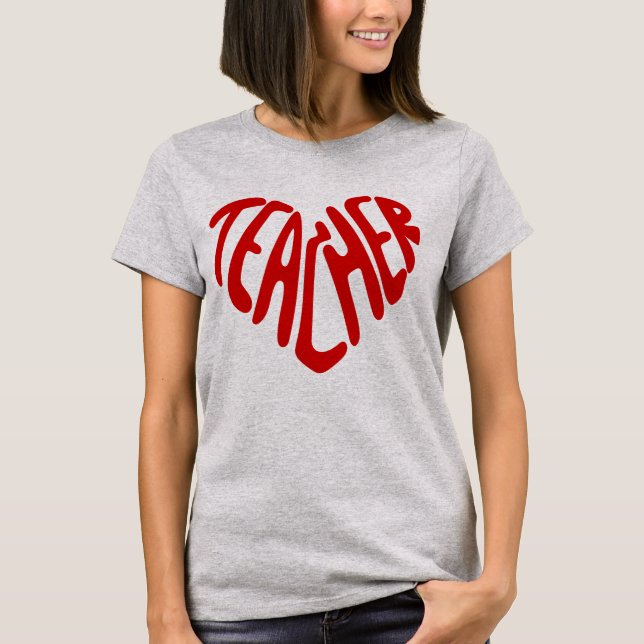 Retro Groovy Redigerbar Färg Lärar Typografi  T Shirt (Framsida)