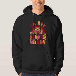 Retro Groovy Regnbåge Andra Klass Glad Tillbaka Ti Hoodie