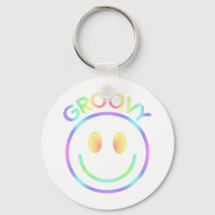 Retro Groovy Regnbåge Nyckelring för Hippies