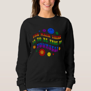 Retro Groovy Regnbågs Konst med Färgrika Blommor f T Shirt