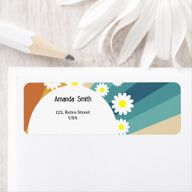 Retro Groovy Returadress Etikett (Insitu)