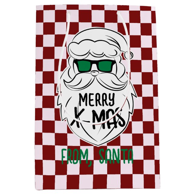 Retro Groovy Röd Rutig Tomte Jul  (Framsidan)