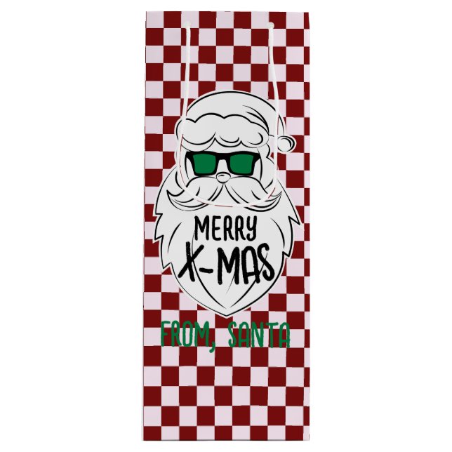 Retro Groovy Röd Rutig Tomte Jul  (Framsidan)