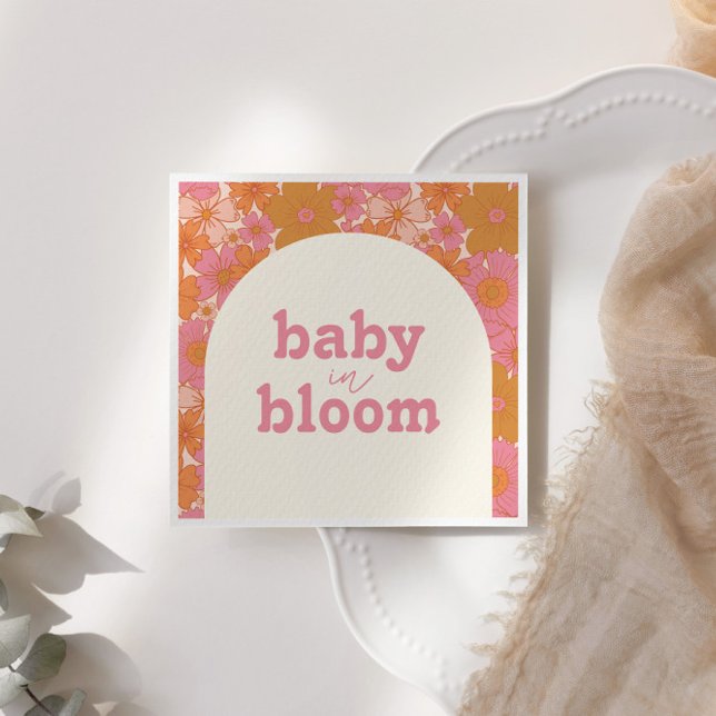 Retro Groovy Rosa Hippie Baby i Bloom | Boho Pappersservett (Skapare uppladdad)
