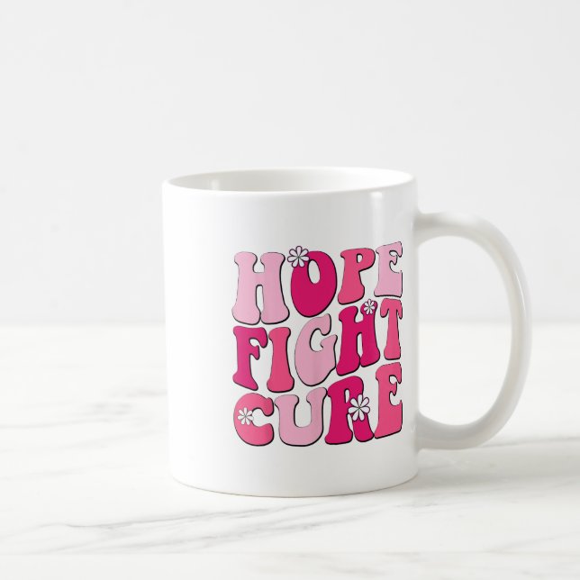 Retro Groovy Rosa Hope Fight Cure Breast Cancer Aw Kaffemugg (Höger)