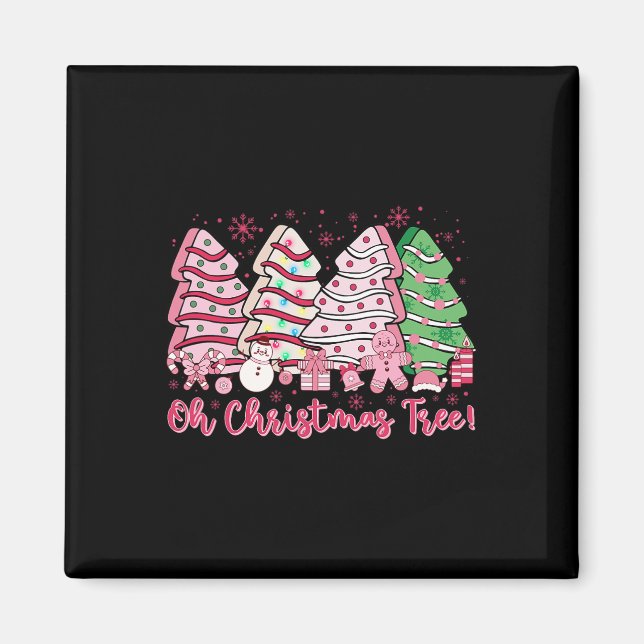 Retro Groovy Rosa Oh Julgran Cakes Debbie C Magnet (Framsidan)