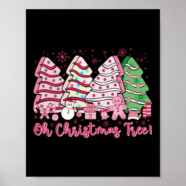 Retro Groovy Rosa Oh Julgran Cakes Debbie C Poster (Framsidan)