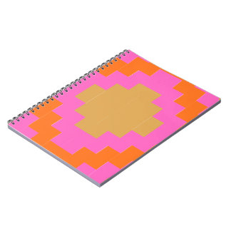 Retro Groovy Rosa Orange Geometrisk Skolblock Anteckningsbok