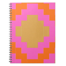 Retro Groovy Rosa Orange Geometrisk Skolblock