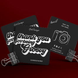Retro Groovy Rosa & Red Tack Social Media Fyrkantigt Visitkort