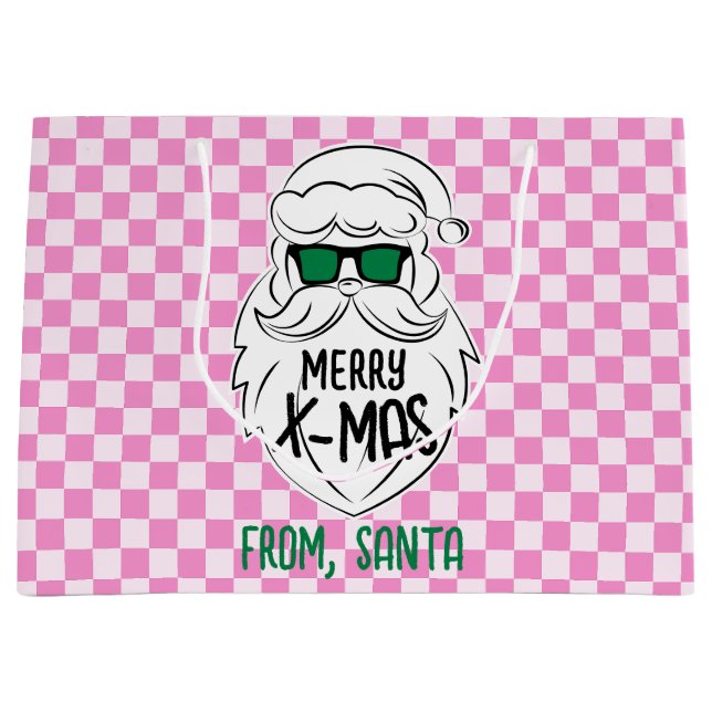 Retro Groovy Rosa Rutiga Tomte Jul (Framsidan)