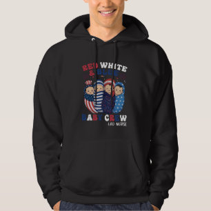 Retro Groovy Rött vitt blått Baby Crew L&D Nurse 4 Hoodie