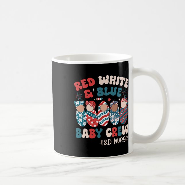 Retro Groovy Rött vitt blått Kaffemugg (Höger)