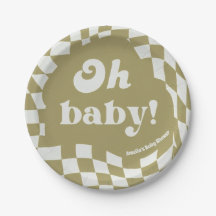 Retro Groovy Rutiga Salviagröna Oh Baby-papper