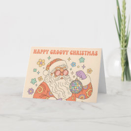 Retro Groovy Santa Merry Christmas  Helgkort