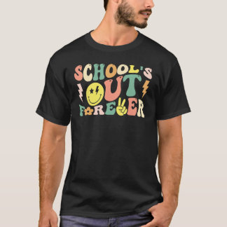 Retro Groovy School's Out Forever Retrött Teacher T Shirt
