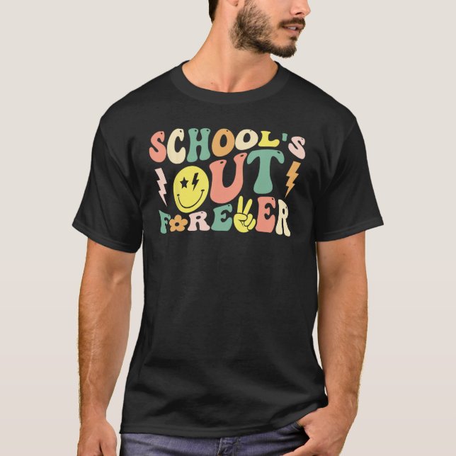 Retro Groovy School's Out Forever Retrött Teacher T Shirt (Framsida)