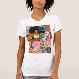 Retro Groovy Scrapbook Afro Design T Shirt