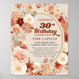 Retro groovy script teracotta blomkapsel Time caps Poster