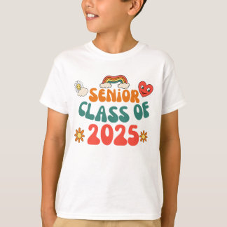 Retro Groovy Senior 25 Class of 2025 Studenten T Shirt