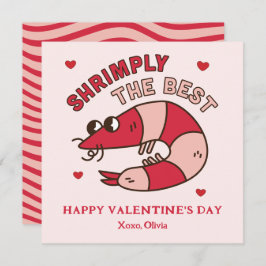 Retro Groovy Shrimply The Best kids Valentine's Anteckningskort