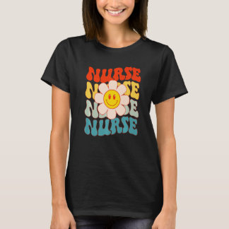 Retro Groovy Sjuksköterska Glad Ansikte Söt Tusens T Shirt