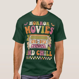 Retro Groovy Skräckfilmer Och Chill Hippie Hallowe T Shirt