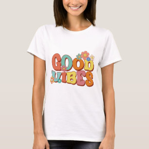 Retro Groovy Smile Daisy Good Vibes T Shirt