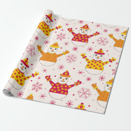 Retro Groovy Snömannamönster Jul Presentpapper
