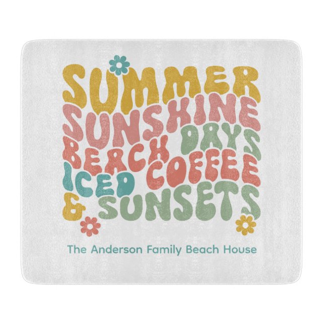 Retro Groovy Sommar Rosa Monogram Namn (Framsidan)