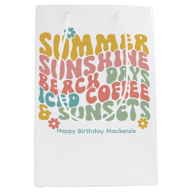 Retro Groovy Sommar Rosa Monogram Namn (Framsidan)