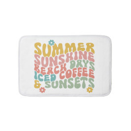Retro Groovy Sommar Rosa Monogram Namn Badrumsmatta