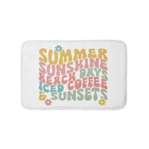 Retro Groovy Sommar Rosa Monogram Namn Badrumsmatta