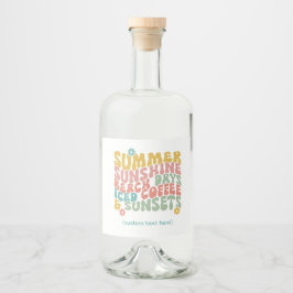 Retro Groovy Sommar Rosa Monogram Namn Spritflaskor Etikett