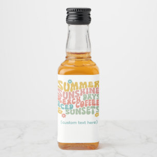 Retro Groovy Sommar Rosa Monogram Namn Spritflaskor Etikett